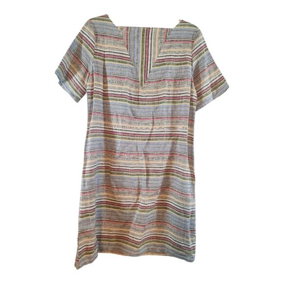 For Cynthia dress sz small linen blend multi color striped pockets lagenlook - Picture 2 of 10
